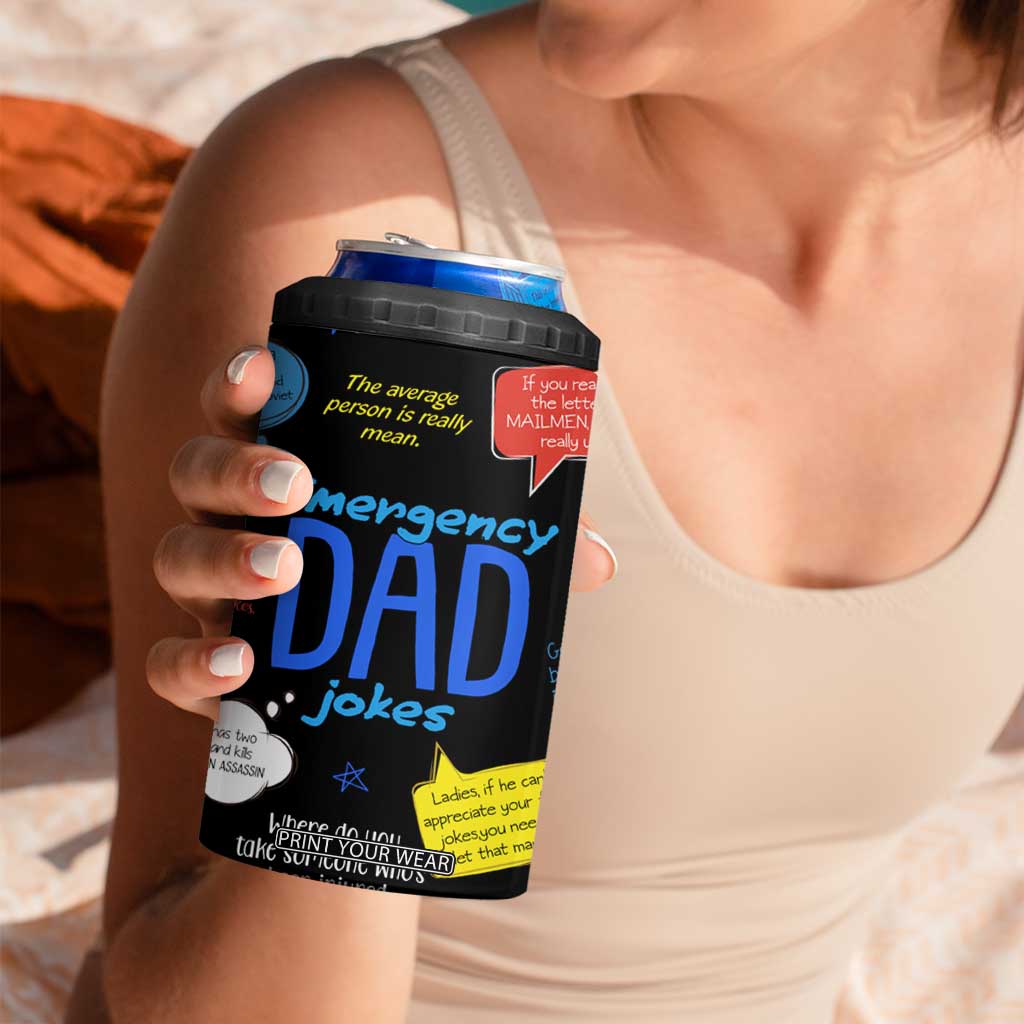Funny Gifts For Dad 4 in 1 Can Cooler Tumbler Emergency Dad Jokes TB09 Print Your Wear