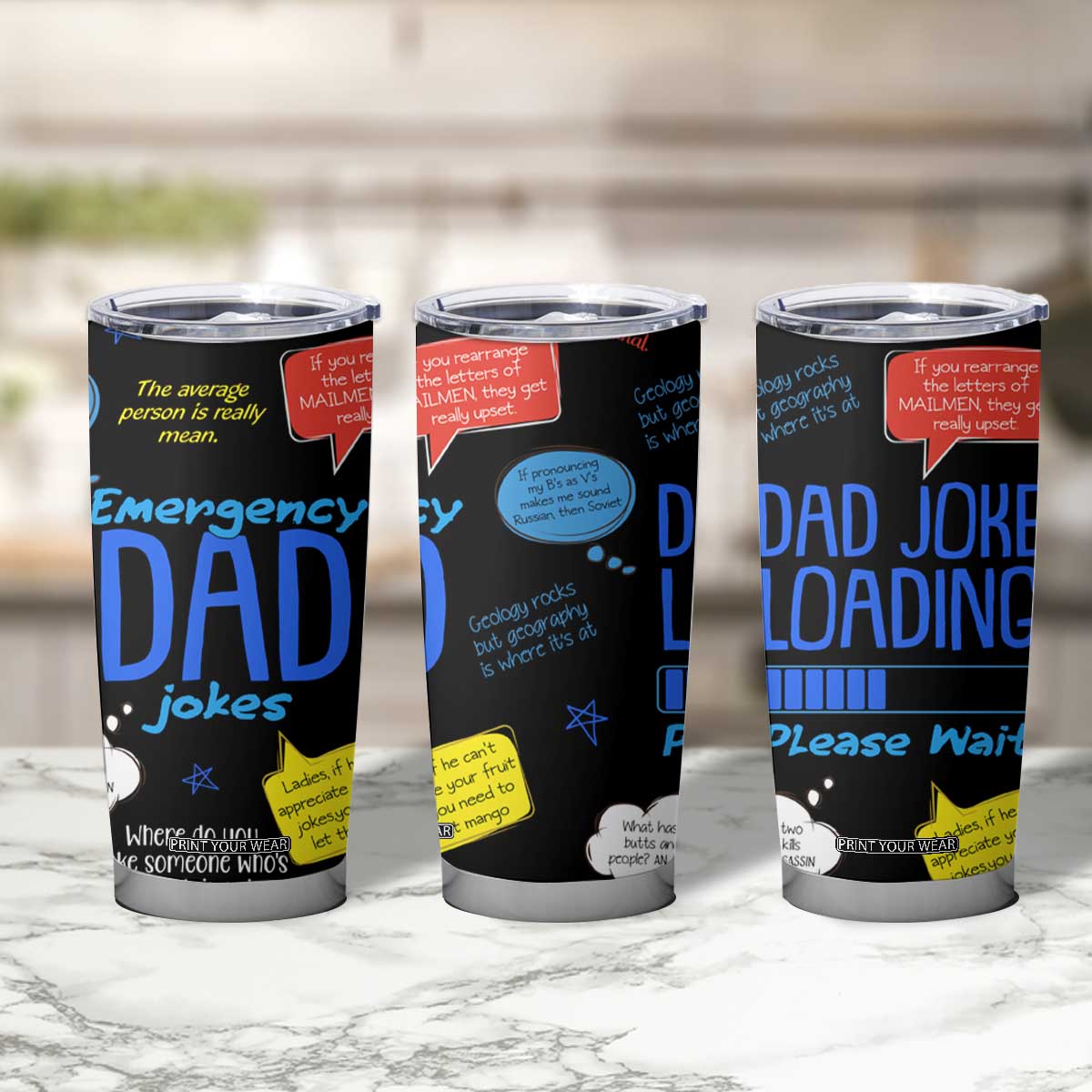 Funny Gifts For Dad Tumbler Cup Emergency Dad Jokes TB09 Print Your Wear