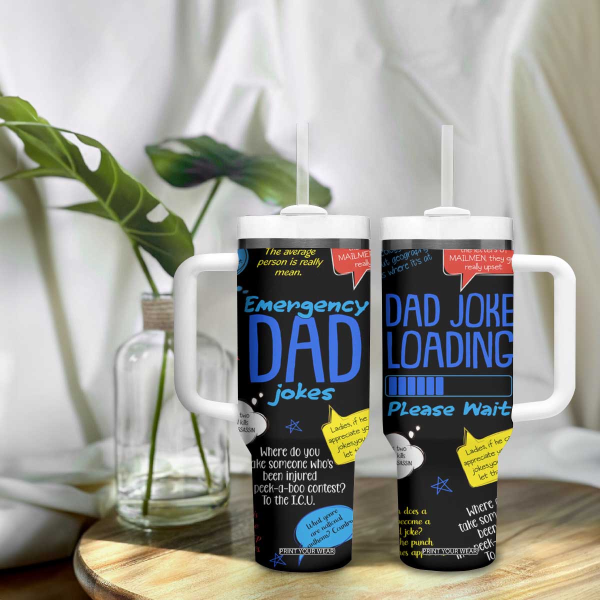 Funny Gifts For Dad Tumbler With Handle Emergency Dad Jokes TB09 Print Your Wear