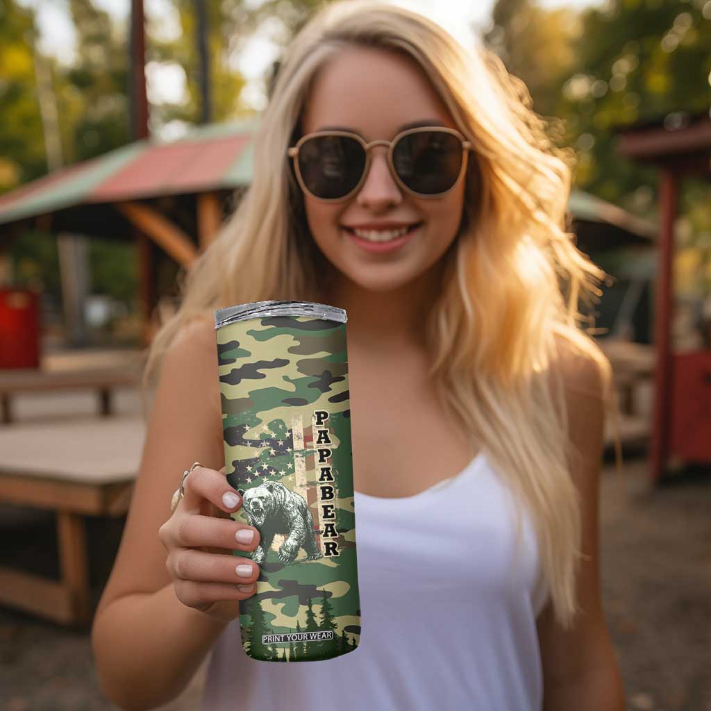 Papabear Best Dad Ever Skinny Tumbler Being A Dad Is An Honor Being A Papa Is Priceless TB09 Print Your Wear