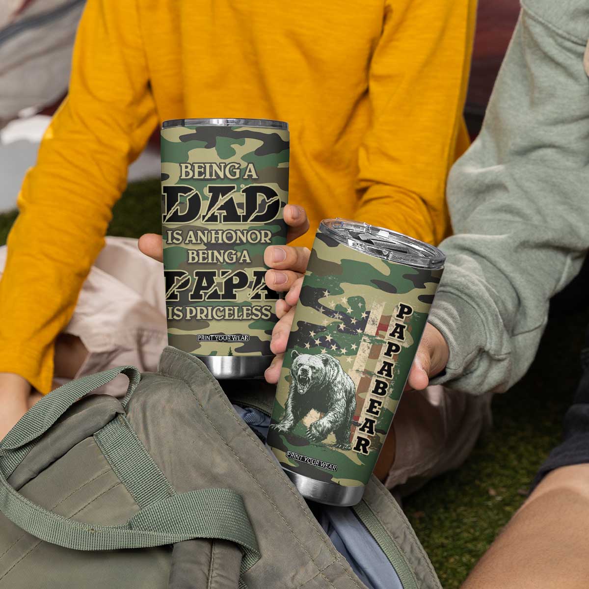 Papabear Best Dad Ever Tumbler Cup Being A Dad Is An Honor Being A Papa Is Priceless TB09 Print Your Wear