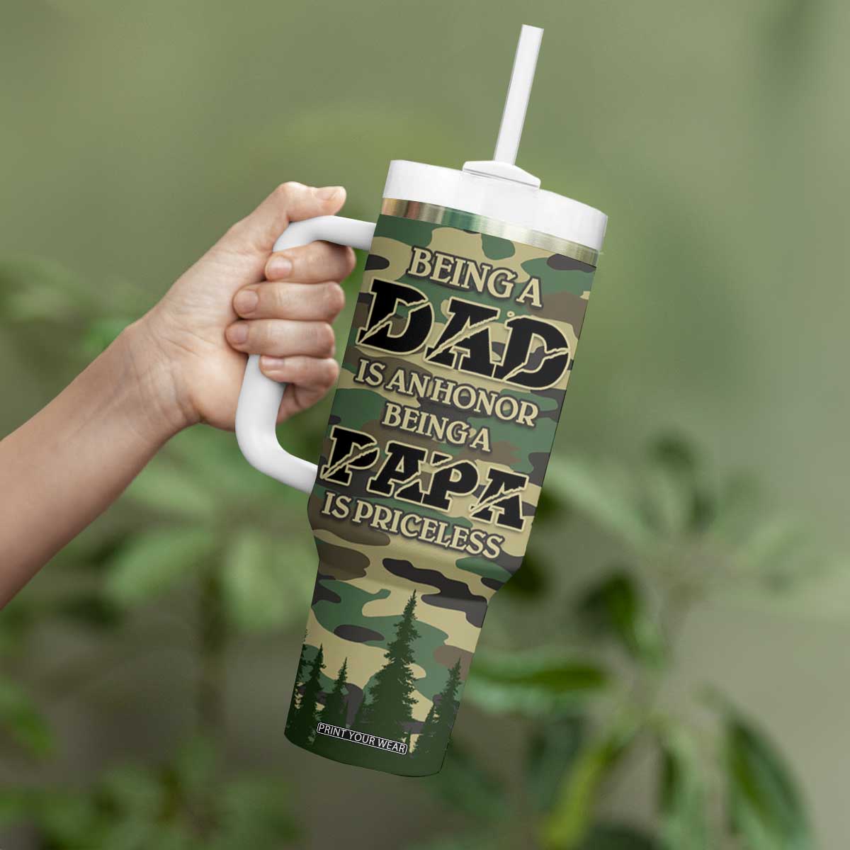Papabear Best Dad Ever Tumbler With Handle Being A Dad Is An Honor Being A Papa Is Priceless TB09 Print Your Wear