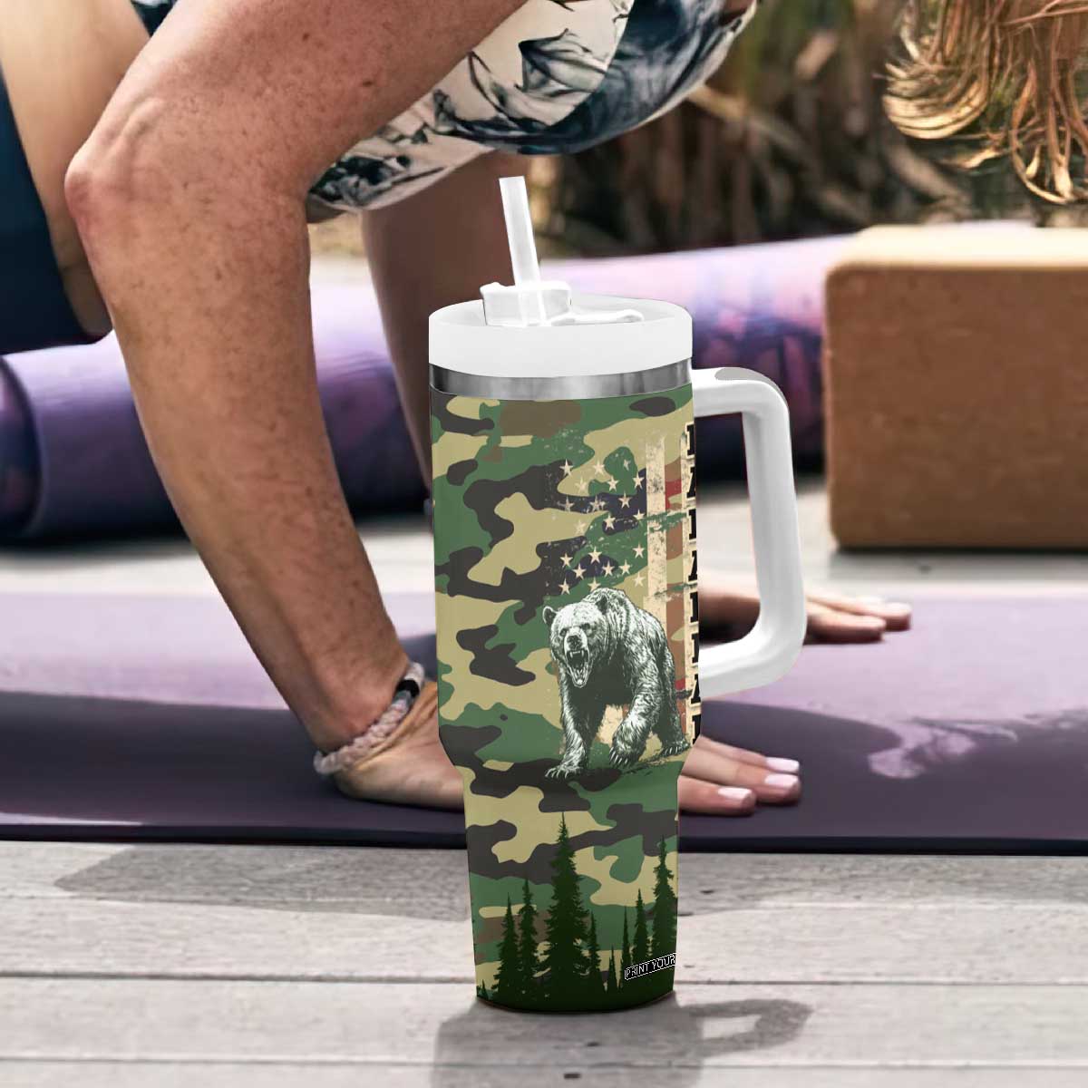 Papabear Best Dad Ever Tumbler With Handle Being A Dad Is An Honor Being A Papa Is Priceless TB09 Print Your Wear