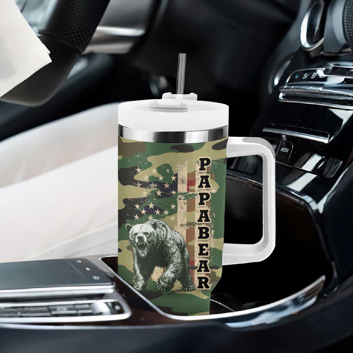 Papabear Best Dad Ever Tumbler With Handle Being A Dad Is An Honor Being A Papa Is Priceless TB09 Print Your Wear