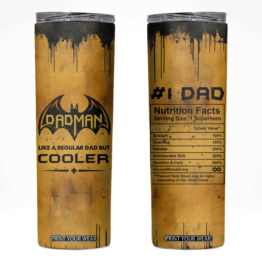 Funny Gifts For Dad Skinny Tumbler Dad Man Black Bat Like A Regular Dad But Cooler TB09 Yellow Print Your Wear