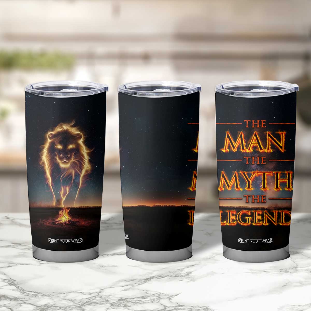 Gifts For Dad Tumbler Cup The Man The Myth The Legend Strong Lion TB09 Print Your Wear