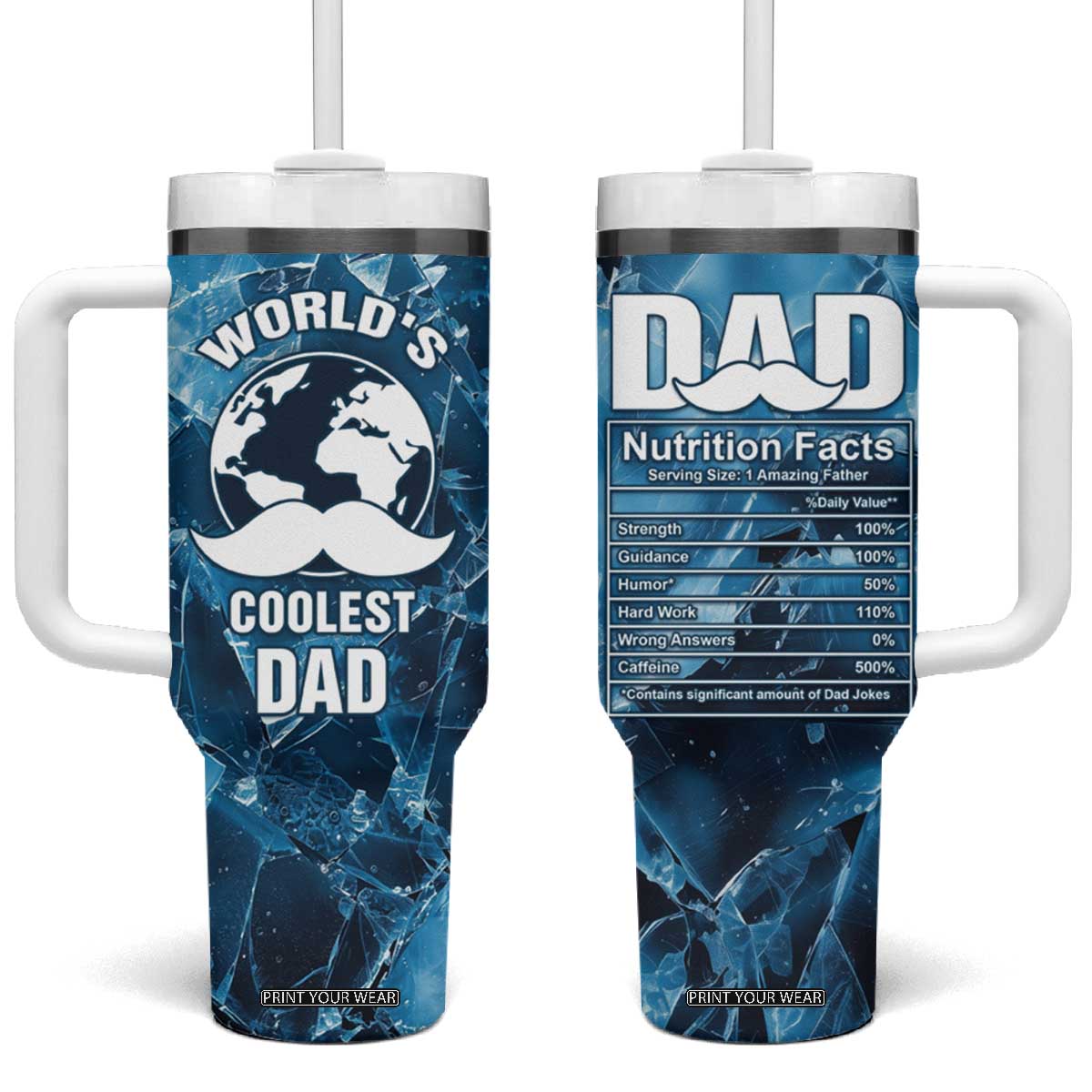 Gifts For Dad Tumbler With Handle World's Coolest Dad No.1 Dad TB09 One Size: 40 oz Ice Blue Print Your Wear