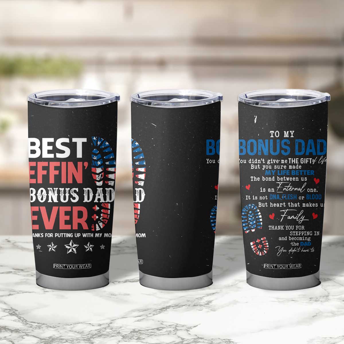 Gifts For Bonus Dad Tumbler Cup Best Effin' Bonus Dad Ever Thank You Step Dad TB09 Print Your Wear