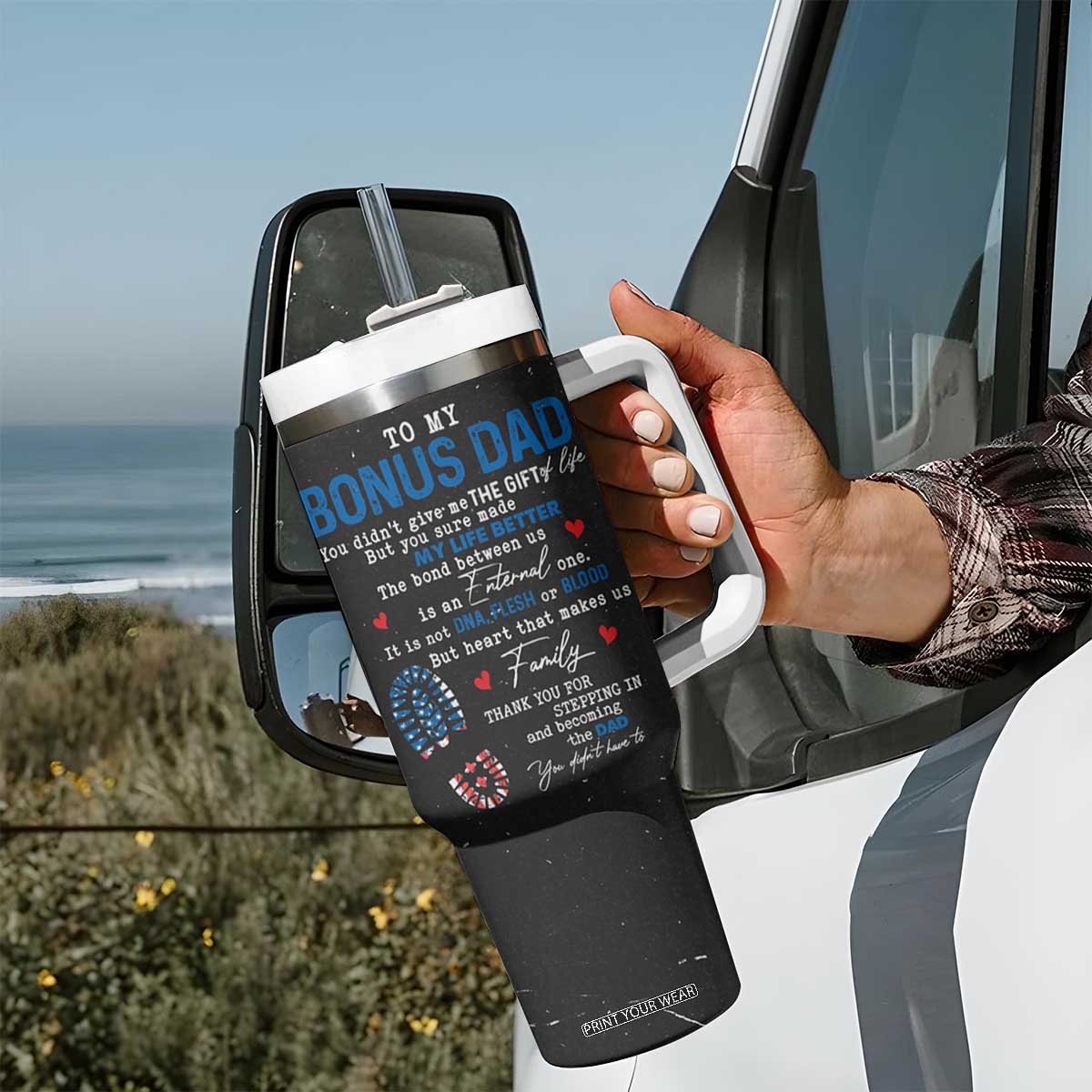 Gifts For Bonus Dad Tumbler With Handle Best Effin' Bonus Dad Ever Thank You Step Dad TB09 Print Your Wear