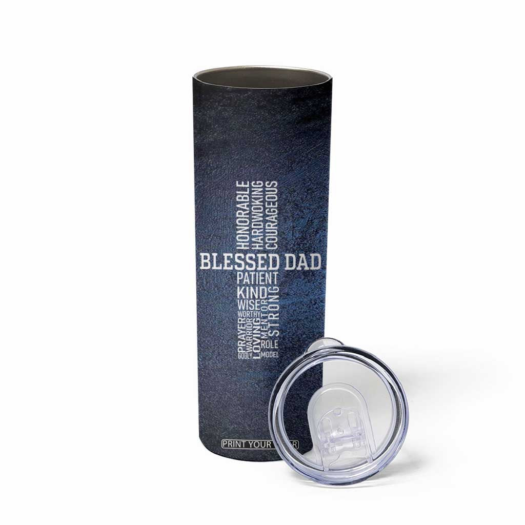 Blessed Dad Christian Skinny Tumbler Christ Cross Patriotic American Flag TB09 Print Your Wear