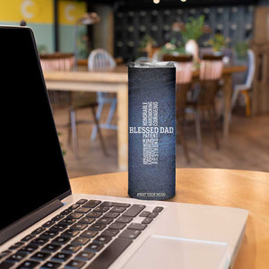 Blessed Dad Christian Skinny Tumbler Christ Cross Patriotic American Flag TB09 Print Your Wear