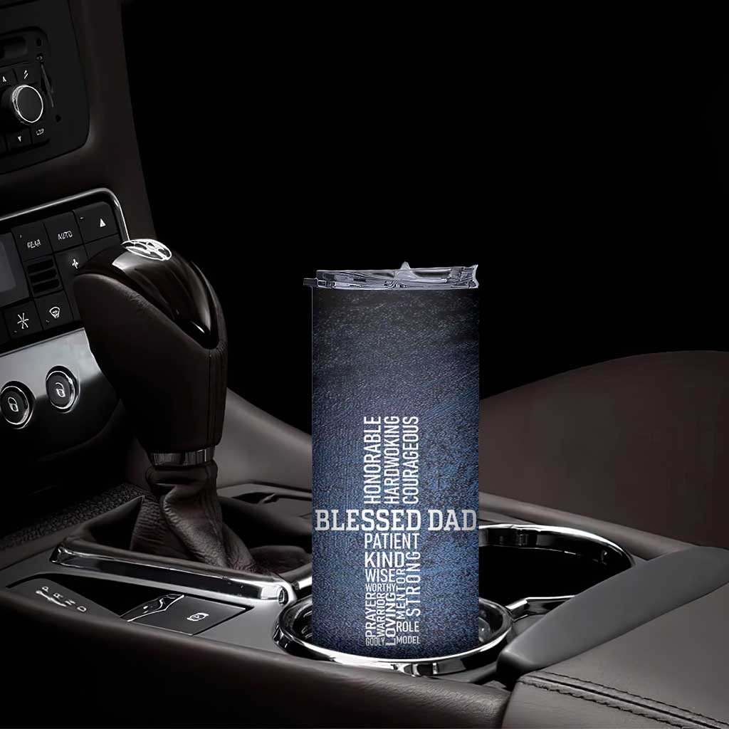 Blessed Dad Christian Skinny Tumbler Christ Cross Patriotic American Flag TB09 Print Your Wear