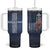 Blessed Dad Christian Tumbler With Handle Christ Cross Patriotic American Flag TB09 One Size: 40 oz Blue Print Your Wear