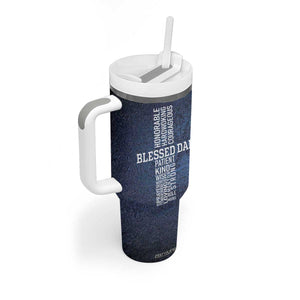 Blessed Dad Christian Tumbler With Handle Christ Cross Patriotic American Flag TB09 Print Your Wear