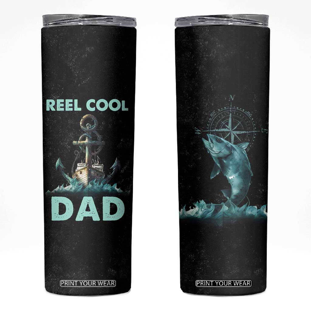 Gifts For Fishing Dad Skinny Tumbler Reel Cool Dad TB09 Black Print Your Wear
