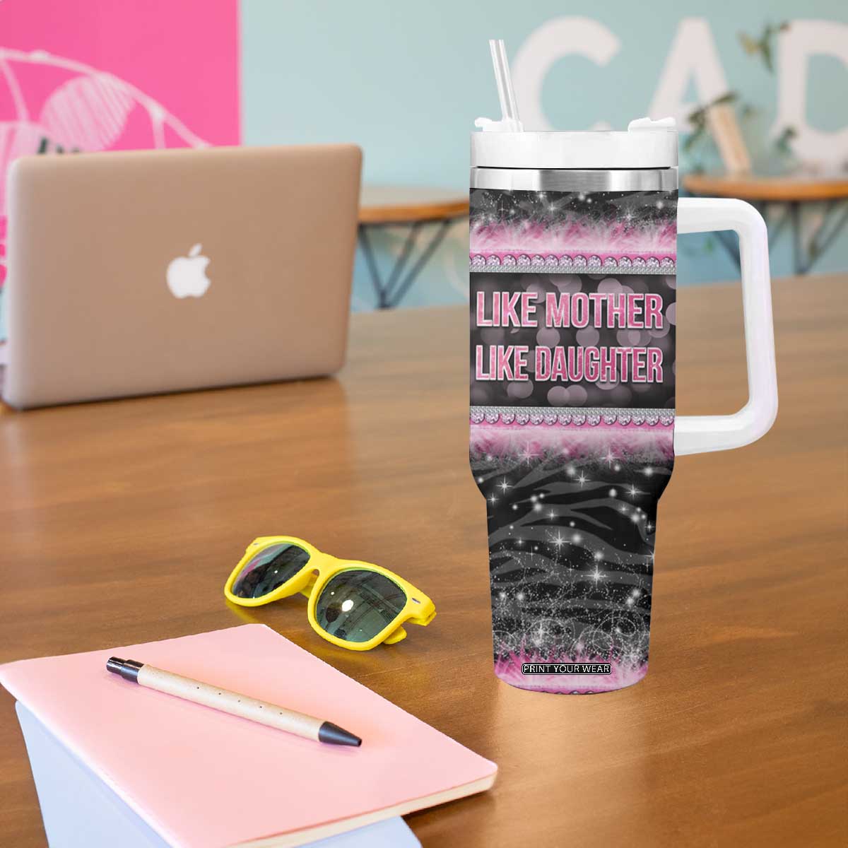 Gifts For Mom Tumbler With Handle Like Mother Like Daughter Slay Mom TB09 Print Your Wear