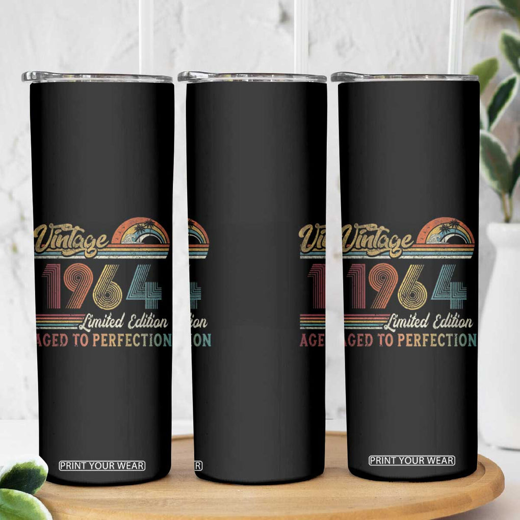 Funny Birthday Gifts Skinny Tumbler Vintage 1964 Aged To Perfection 60th Birthday TB09 Print Your Wear