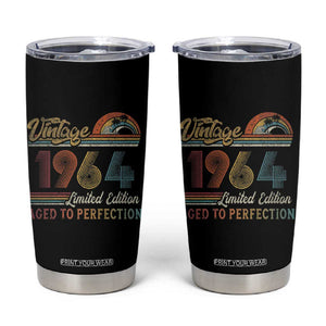Funny Birthday Gifts Tumbler Cup Vintage 1964 Aged To Perfection 60th Birthday TB09 Black Print Your Wear