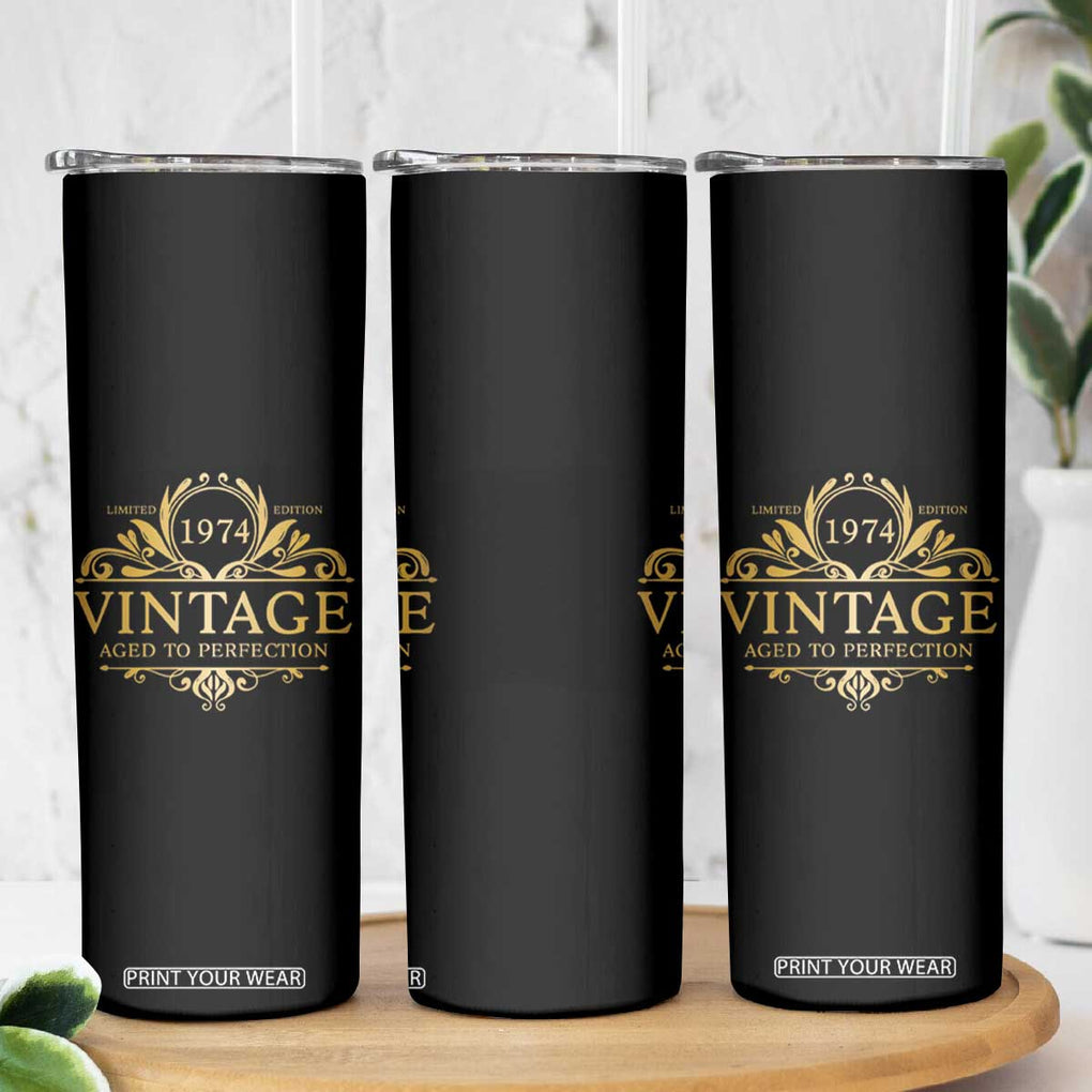 Funny Birthday Gifts Skinny Tumbler Vintage 1974 Aged To Perfection 50th Birthday TB09 Print Your Wear