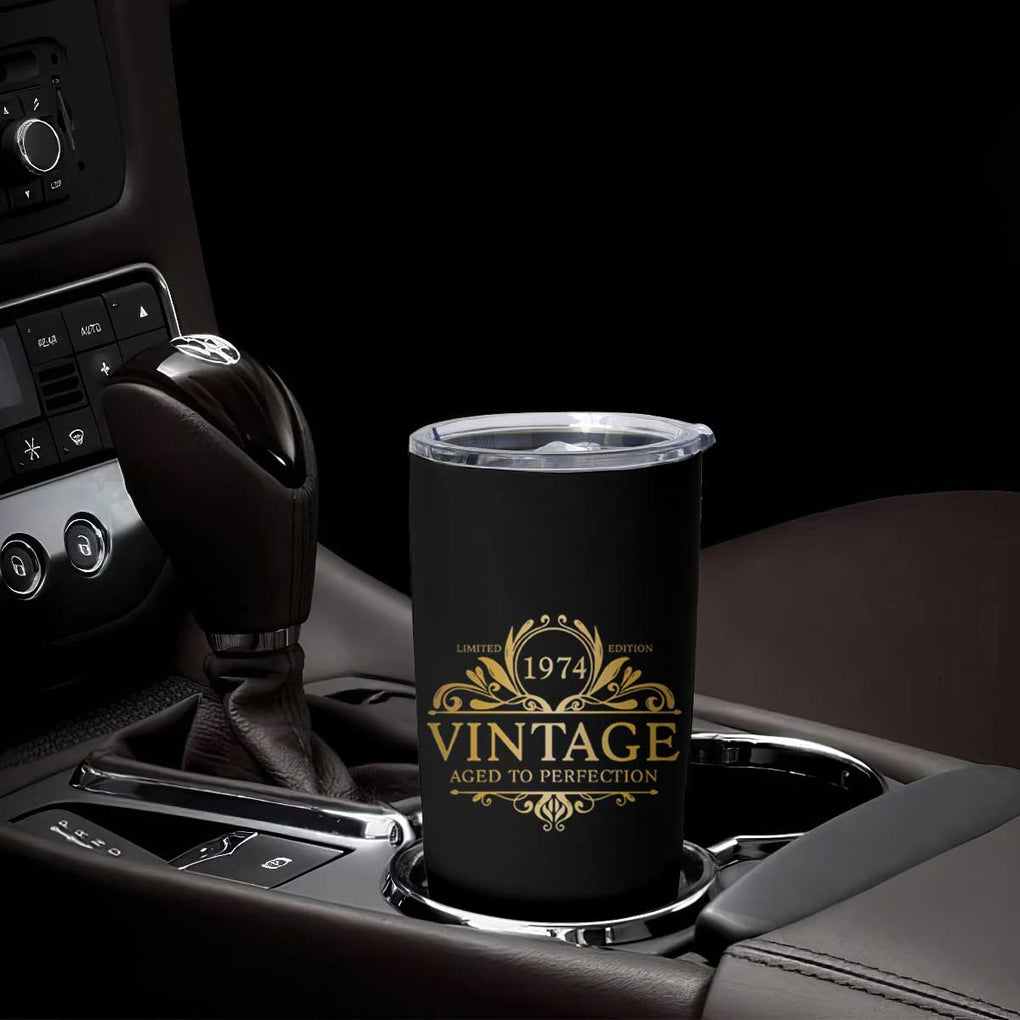 Funny Birthday Gifts Tumbler Cup Vintage 1974 Aged To Perfection 50th Birthday TB09 Print Your Wear