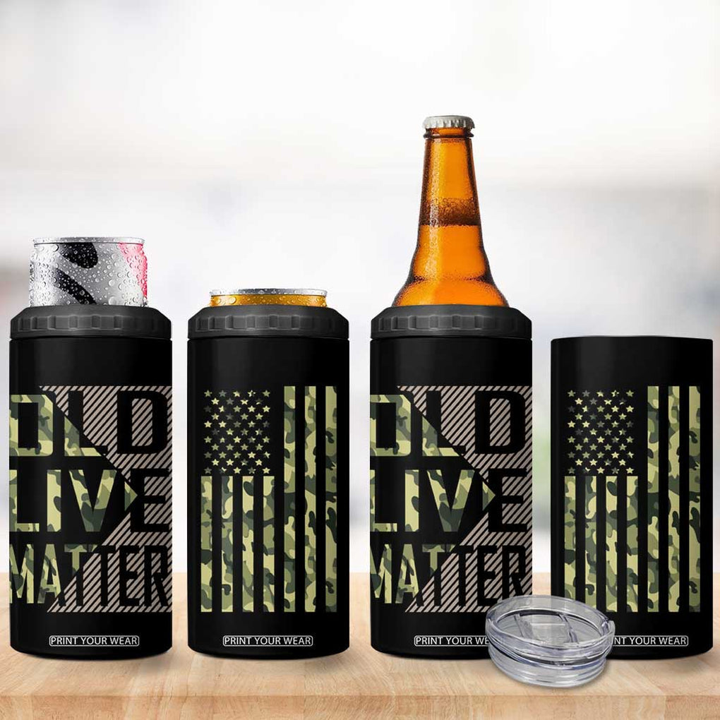 Gifts For Old Men 4 in 1 Can Cooler Tumbler Old Lives Matter Camo Funny Birthday Gift TB09 Print Your Wear