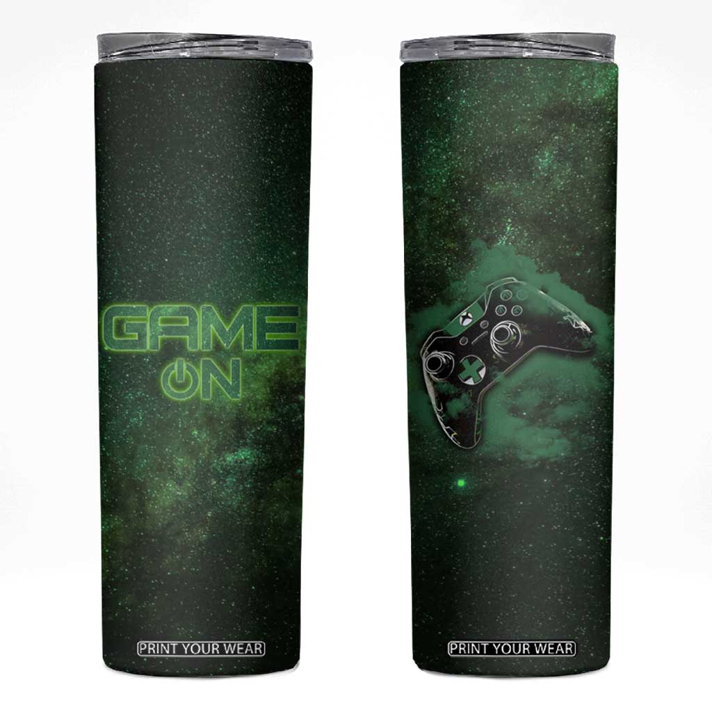 Funny Gamer Skinny Tumbler Gamer Mode On Gifts For Teenage Boys Men TB09 Green Galaxy Print Your Wear