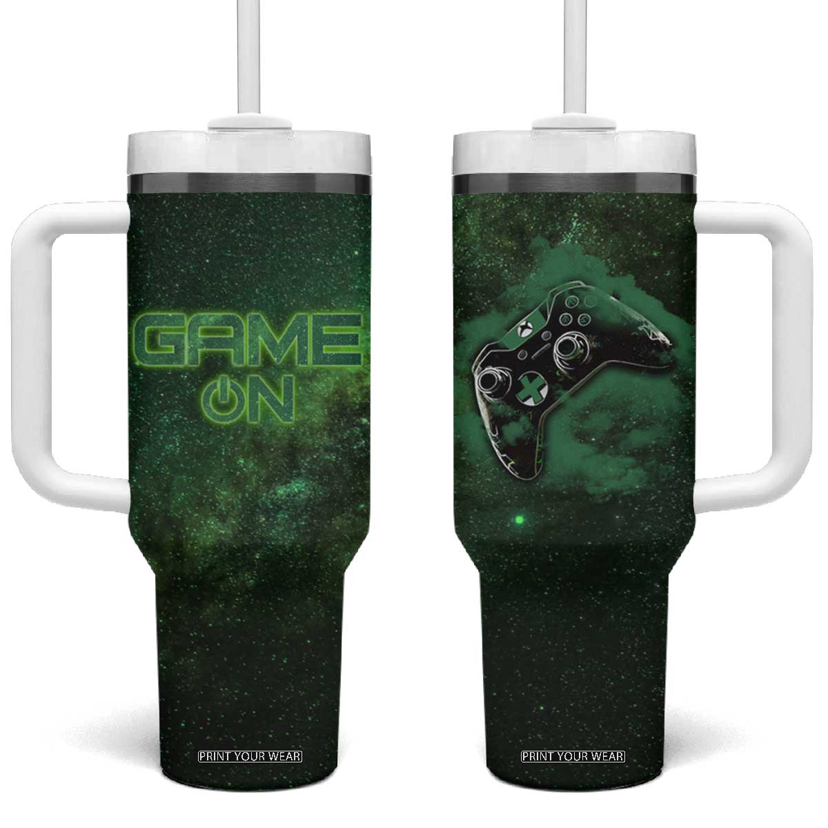 Funny Gamer Tumbler With Handle Gamer Mode On Gifts For Teenage Boys Men TB09 One Size: 40 oz Green Galaxy Print Your Wear
