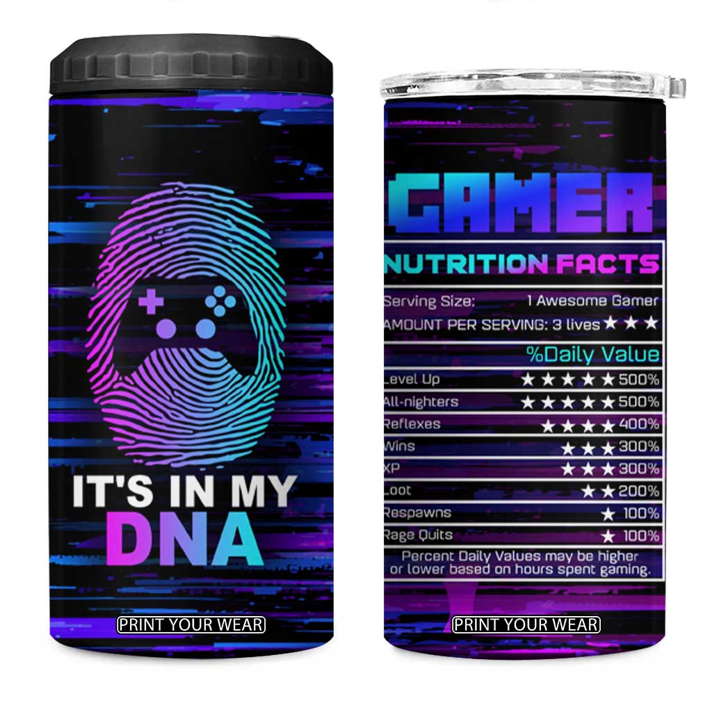 Funny Gamer 4 in 1 Can Cooler Tumbler Gaming Is My DNA TB09 One Size: 16 oz Wave Interference Print Your Wear