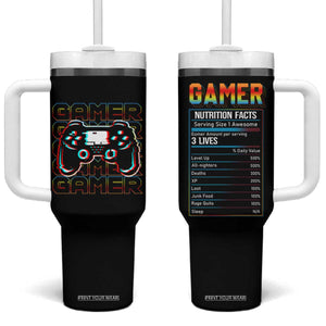 Funny Gamer Nutrition Facts Tumbler With Handle TB09 One Size: 40 oz Black Print Your Wear