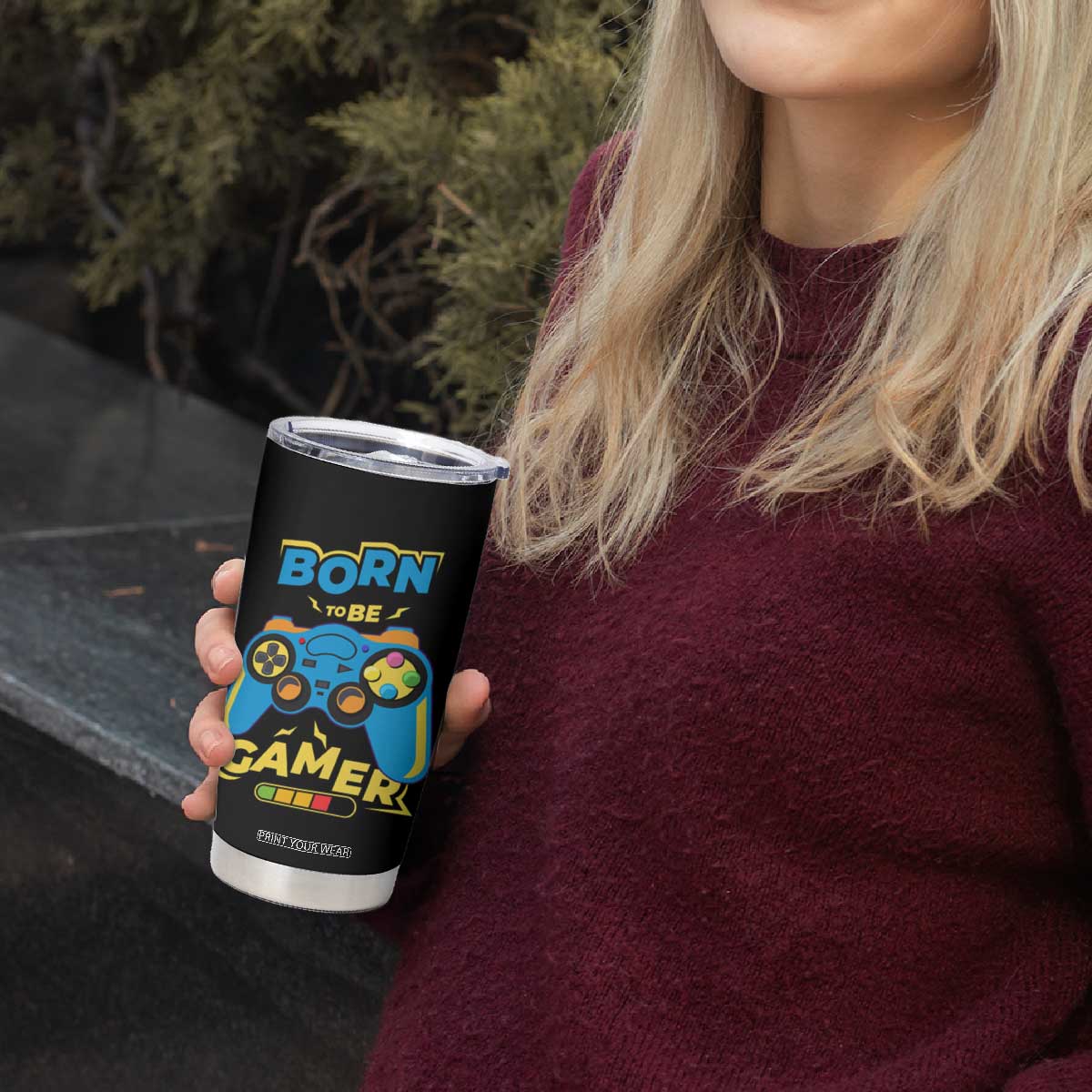 Funny Gifts For Gamer Tumbler Cup Born To Be Gamer Gaming TB09 Print Your Wear