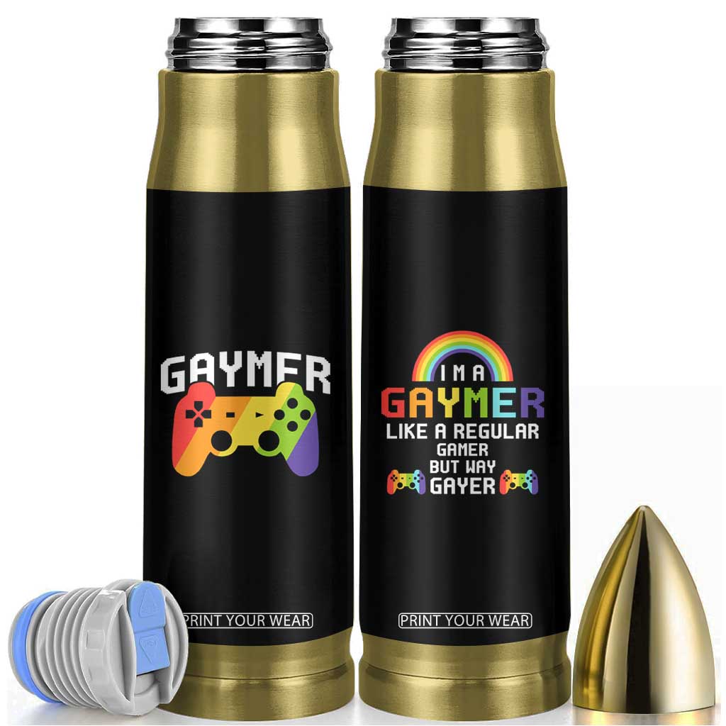 Funny LGBT Gay Gamer Bullet Tumbler Gaymer Like A Regular Gamer But Way Gayer TB09 Black Print Your Wear