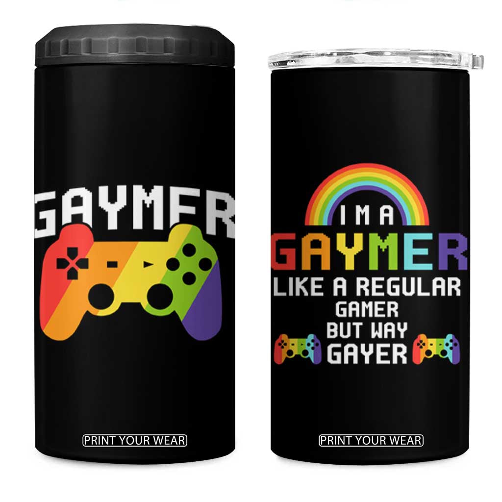 Funny LGBT Gay Gamer 4 in 1 Can Cooler Tumbler Gaymer Like A Regular Gamer But Way Gayer TB09 One Size: 16 oz Black Print Your Wear