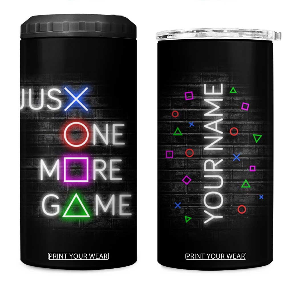 Personalized Gamer 4 in 1 Can Cooler Tumbler Custom Name Just One More Game Gaming TB09 One Size: 16 oz Black Print Your Wear