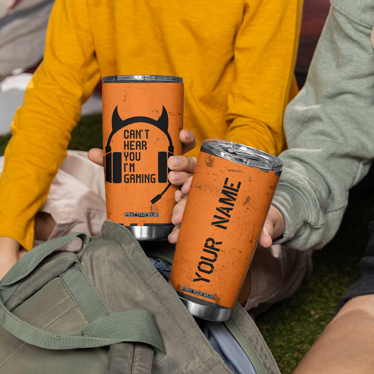 Personalized Gamer Tumbler Cup Custom Name Can't Hear You I'm Gaming TB09 Print Your Wear