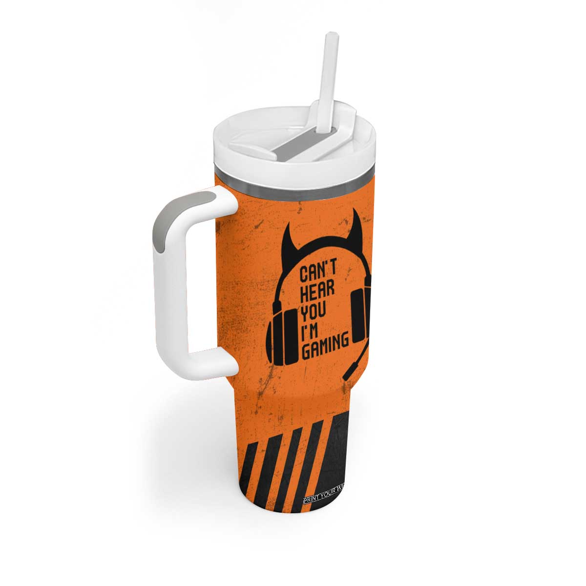 Personalized Gamer Tumbler With Handle Custom Name Can't Hear You I'm Gaming TB09 Print Your Wear