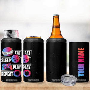 Personalized Gamer 4 in 1 Can Cooler Tumbler Custom Name Eat Sleep Gaming Repeat TB09 Print Your Wear