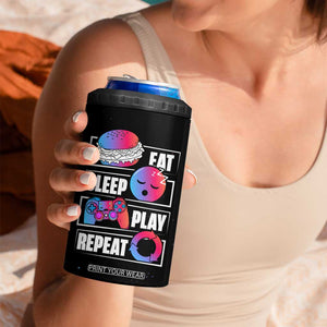 Personalized Gamer 4 in 1 Can Cooler Tumbler Custom Name Eat Sleep Gaming Repeat TB09 Print Your Wear