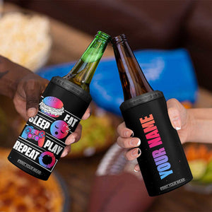 Personalized Gamer 4 in 1 Can Cooler Tumbler Custom Name Eat Sleep Gaming Repeat TB09 Print Your Wear