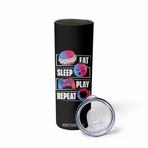 Personalized Gamer Skinny Tumbler Custom Name Eat Sleep Gaming Repeat TB09 Print Your Wear