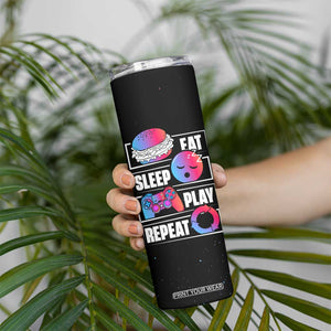 Personalized Gamer Skinny Tumbler Custom Name Eat Sleep Gaming Repeat TB09 Print Your Wear