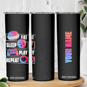 Personalized Gamer Skinny Tumbler Custom Name Eat Sleep Gaming Repeat TB09 Print Your Wear