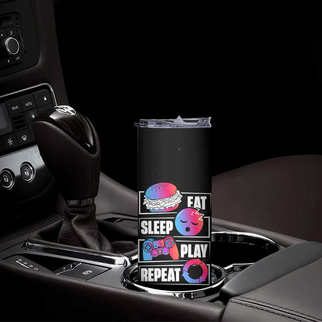 Personalized Gamer Skinny Tumbler Custom Name Eat Sleep Gaming Repeat TB09 Print Your Wear