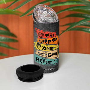Funny Gamer Anime Lover 4 in 1 Can Cooler Tumbler Eat Sleep Anime Gaming Repeat TB09 Print Your Wear