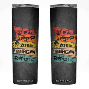 Funny Gamer Anime Lover Skinny Tumbler Eat Sleep Anime Gaming Repeat TB09 Black Print Your Wear
