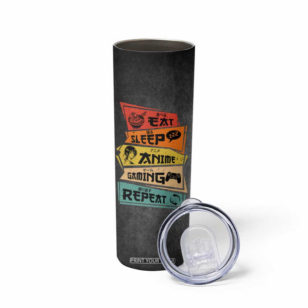 Funny Gamer Anime Lover Skinny Tumbler Eat Sleep Anime Gaming Repeat TB09 Print Your Wear