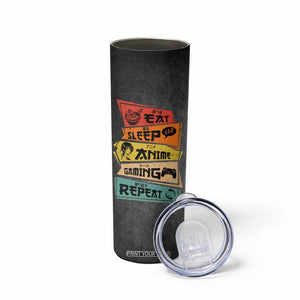 Funny Gamer Anime Lover Skinny Tumbler Eat Sleep Anime Gaming Repeat TB09 Print Your Wear