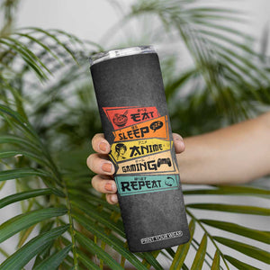 Funny Gamer Anime Lover Skinny Tumbler Eat Sleep Anime Gaming Repeat TB09 Print Your Wear