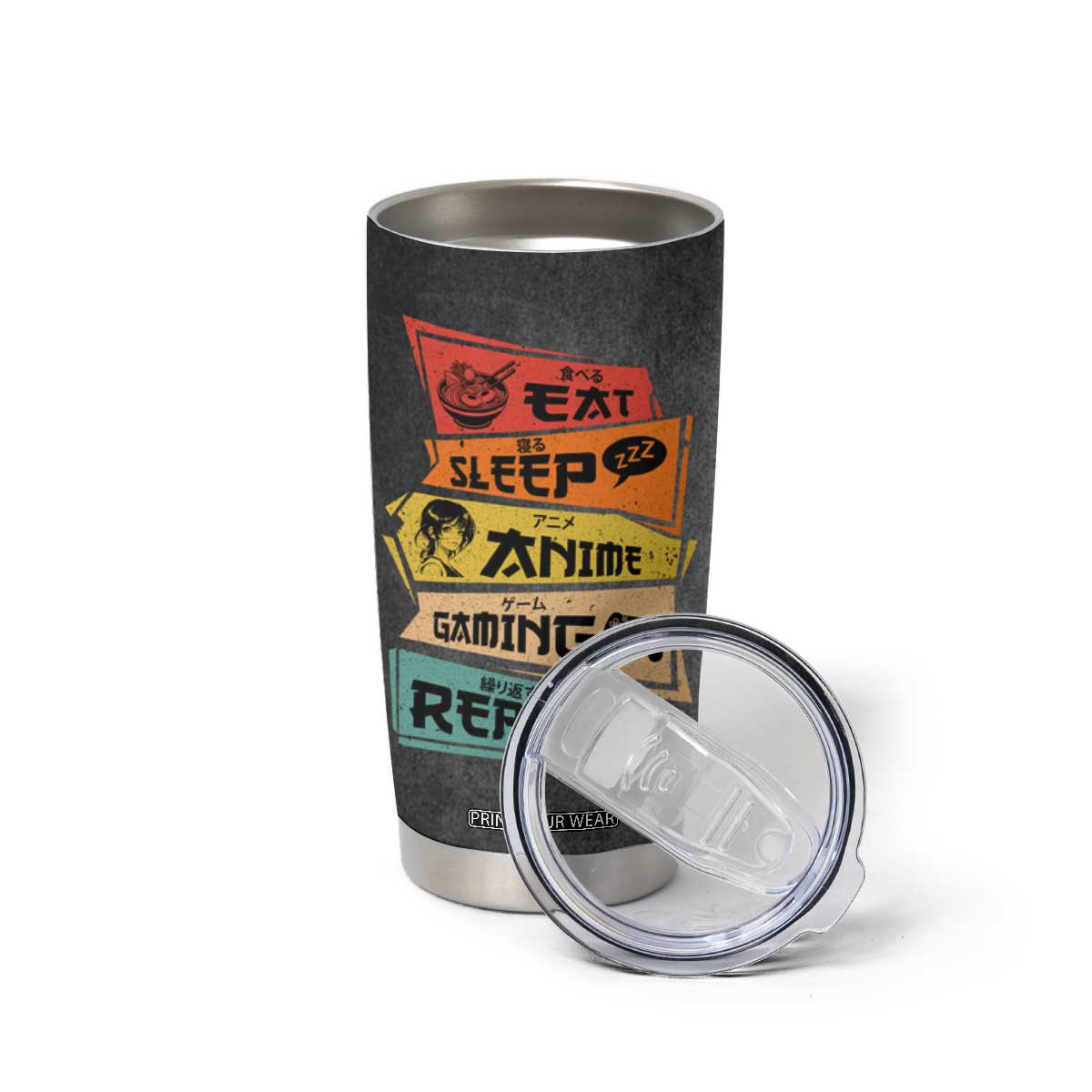 Funny Gamer Anime Lover Tumbler Cup Eat Sleep Anime Gaming Repeat TB09 Print Your Wear