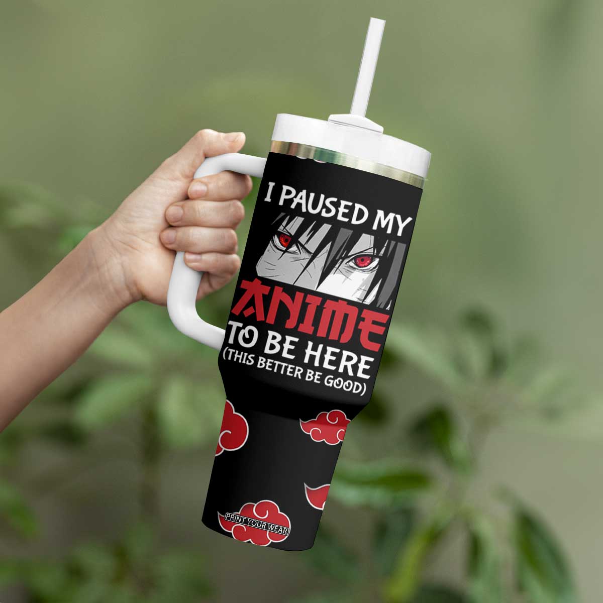 Gift For Anime Lover Tumbler With Handle I Paused My Anime To Be Here TB09 Print Your Wear