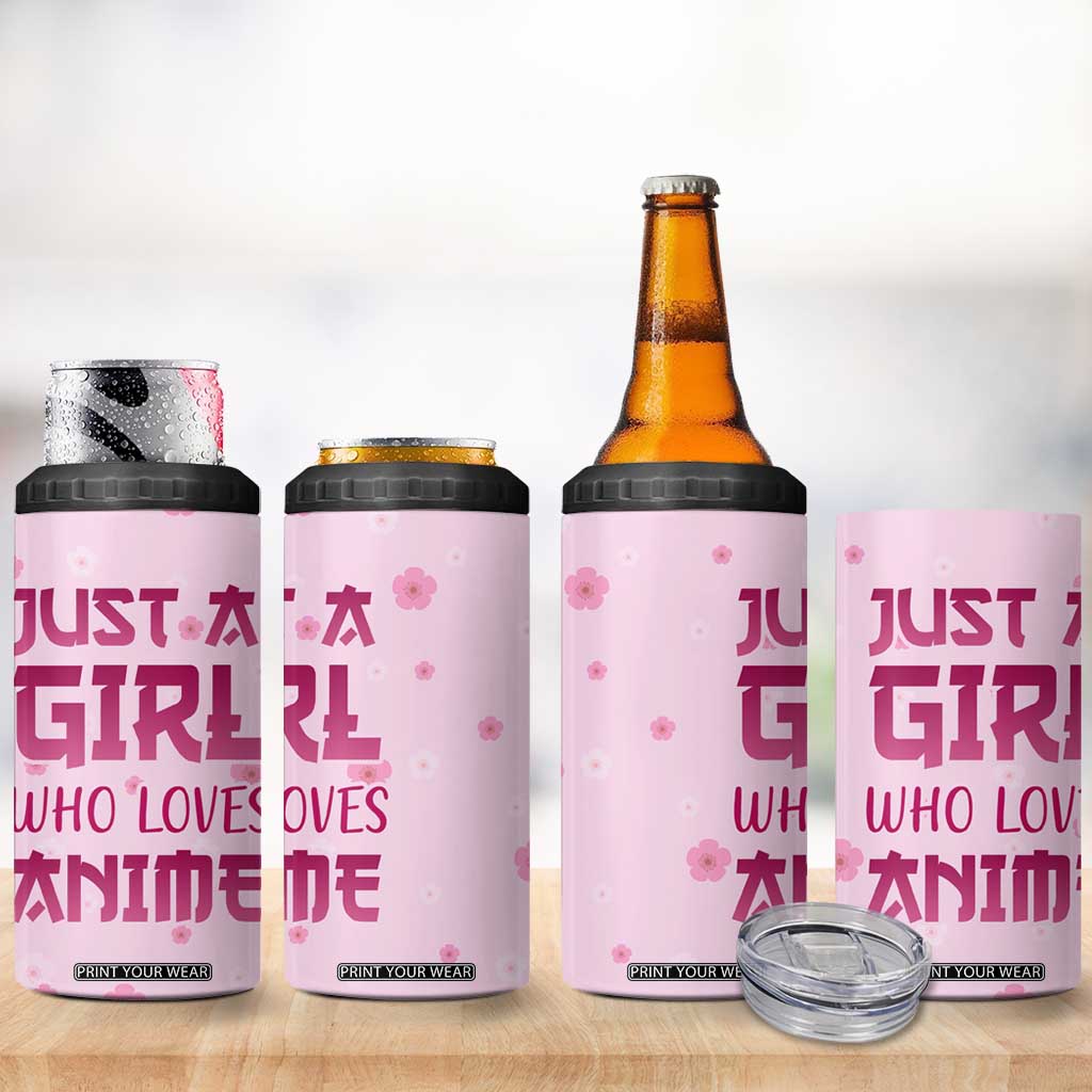 Anime Lover Gifts for Girls 4 in 1 Can Cooler Tumbler Just A Girl Who Loves Anime TB09 Print Your Wear